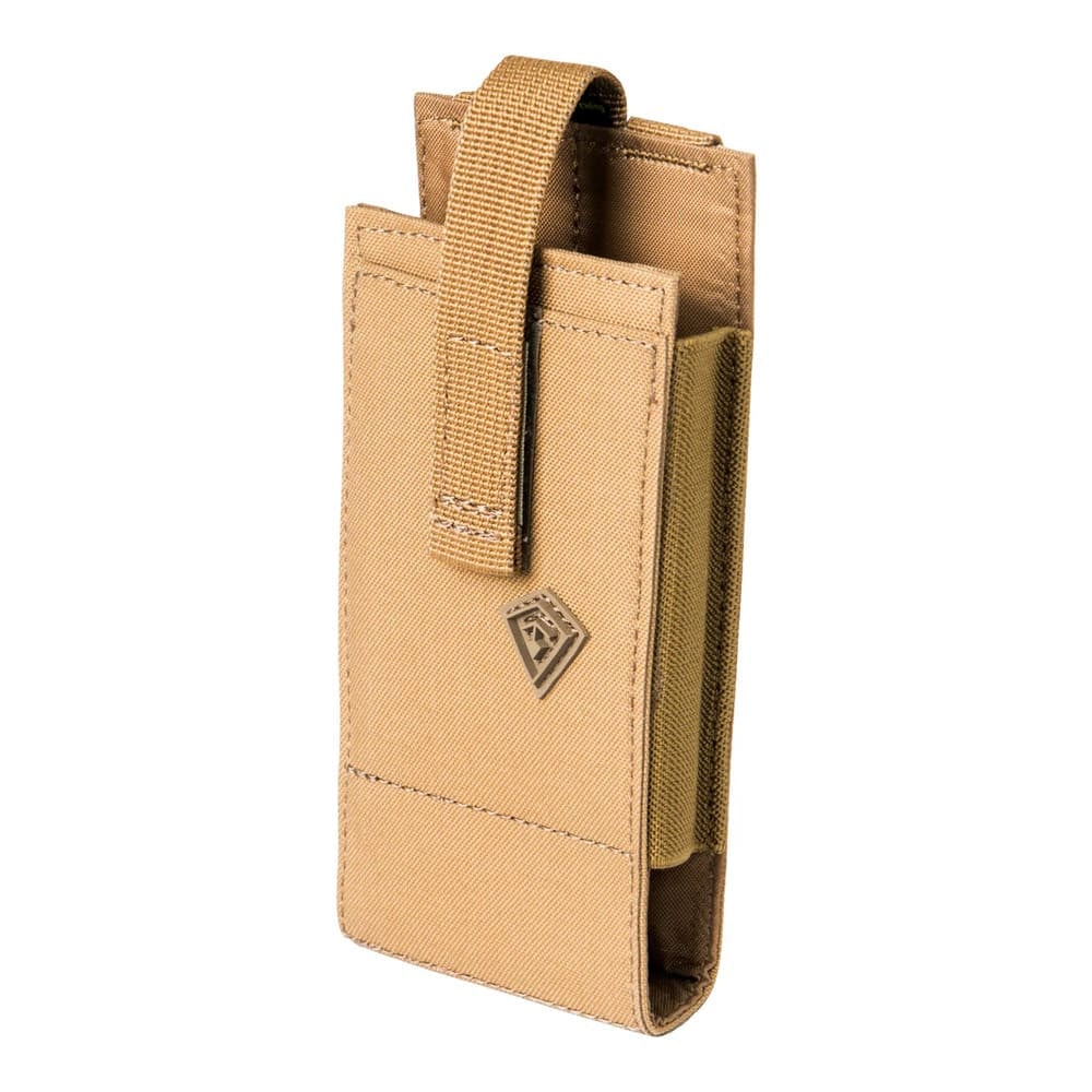 First Tactical Tactix Media Large 500D Nylon Coyote Pouch 3x6.25x1" w/ 2 Hooked Lynx Attachments 180017-060-1SZ
