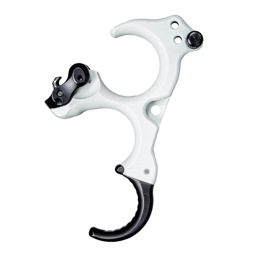 T.R.U. Ball Archery Honey Badger Claw Flex CK 3 Finger Aluminum/Brass Cloud White Cerakote Medium Handle Release THBF-CKWH-M