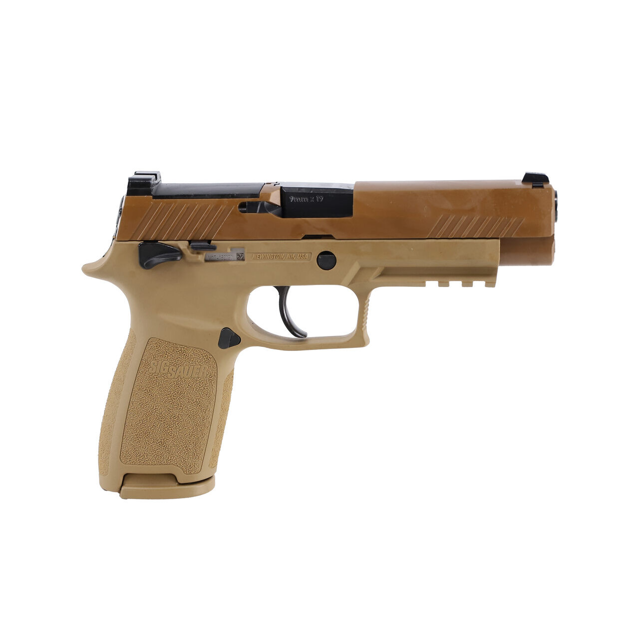 Sig Sauer M17 MA Compliant 9mm 4.7" Bbl Striker Manual Safety Rail Siglite Modular Polymer Grip Coyote Pistol w/(3) 10rd Mags M17-9-CSS-MS-MA