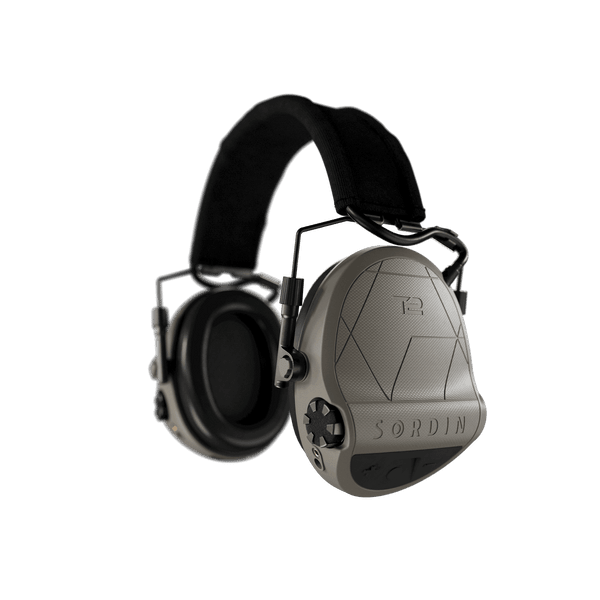 Sordin T2 Black Textile Memory Foam Headband Tan Cups Hearing Protector 303005-11P