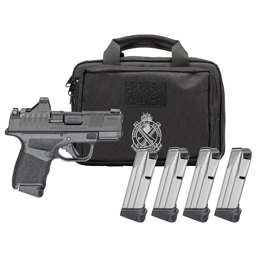 Springfield Armory Hellcat 9mm 3" Bbl Black Handgun w/ Viridian RFX11 Optic, Pistol Bag, 1x11rd & 3x13rd Mags HC9319BOSP-PAC