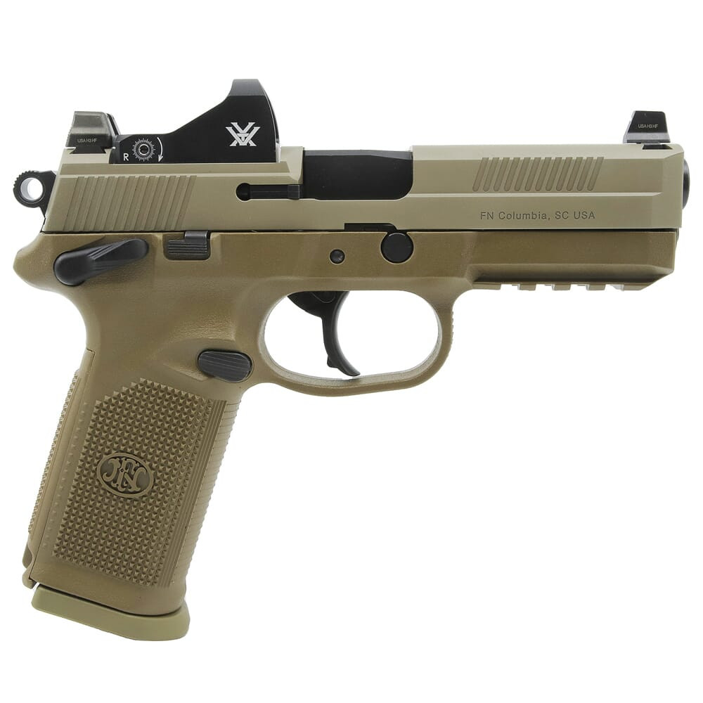 FN FNX-45 Tactical .45 ACP FDE/FDE Non-Threaded Pistol with/ (2) 10rd mags & Vortex Viper Red Dot 66-100868