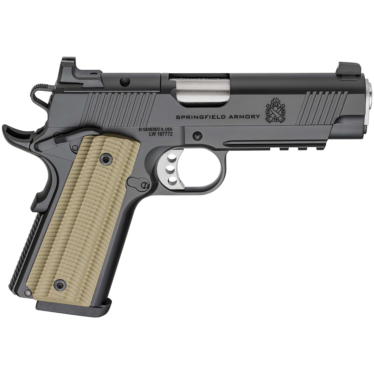 Springfield Armory 1911 Operator .45 ACP 4.25" Bbl Black Handgun w/ AOS Plate, U-Notch Tritium Sights, 2x8rd Mags PO9228AOS