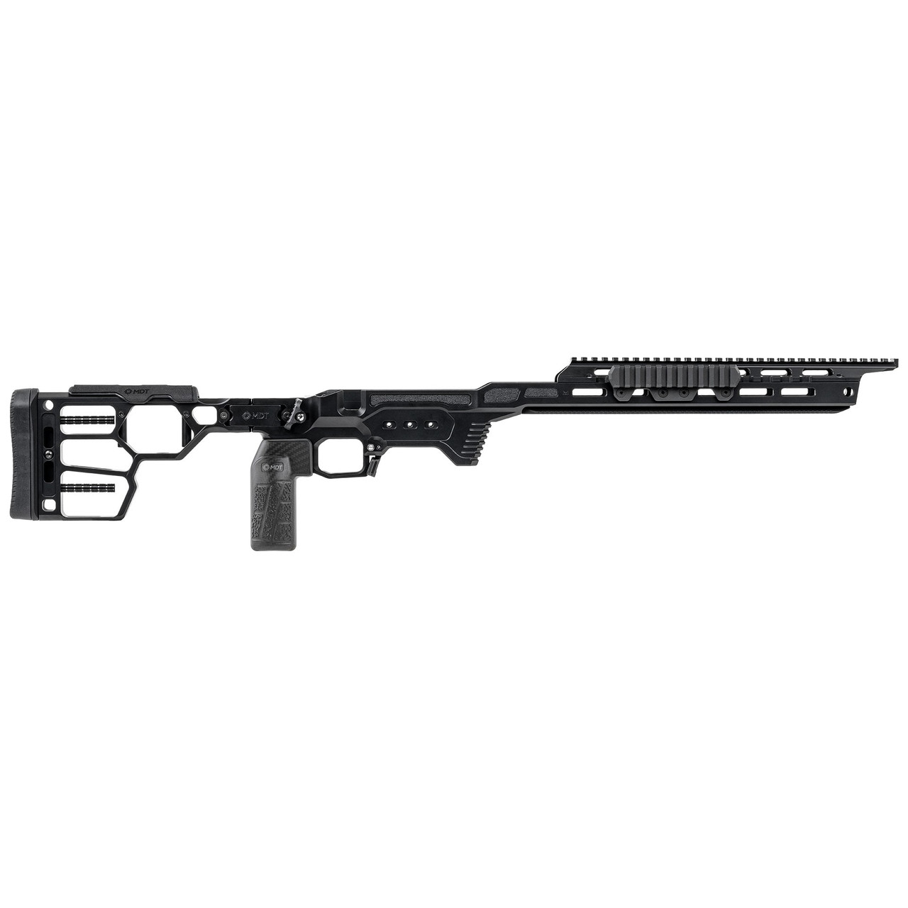 MDT DRT Rem 700 Short Action Right-Handed M-LOK & ARCA Rails 20 MOA NV Bridge Skeletonized Multi-Material Foldable Black Chassis System 115750-BLK