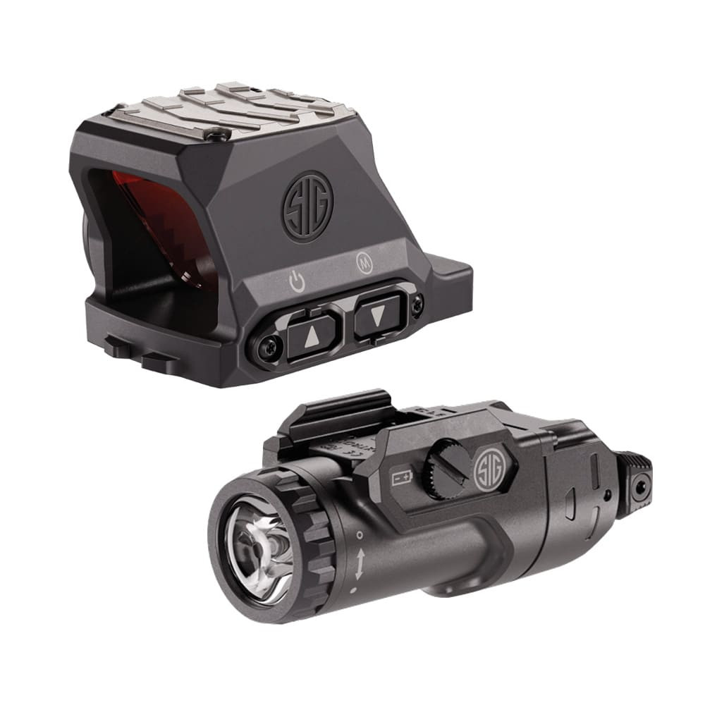 Sig Sauer XRAY5 Enclosed Compact Footprint 3.5 MOA Red Dot Reflex Sight & FOXTROT2R Lightfight Bluetooth Rechargeable Weapon Light Combo Kit SOXF54320