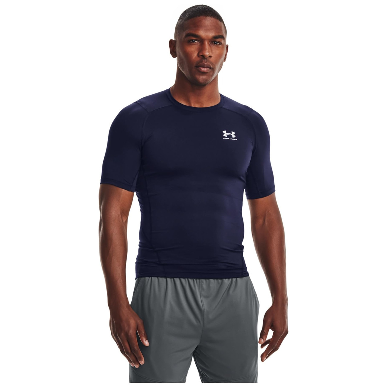 Under Armour Men's Heatgear Shortsleeve Midnight Navy/White Compression Shirt 1361518-41000