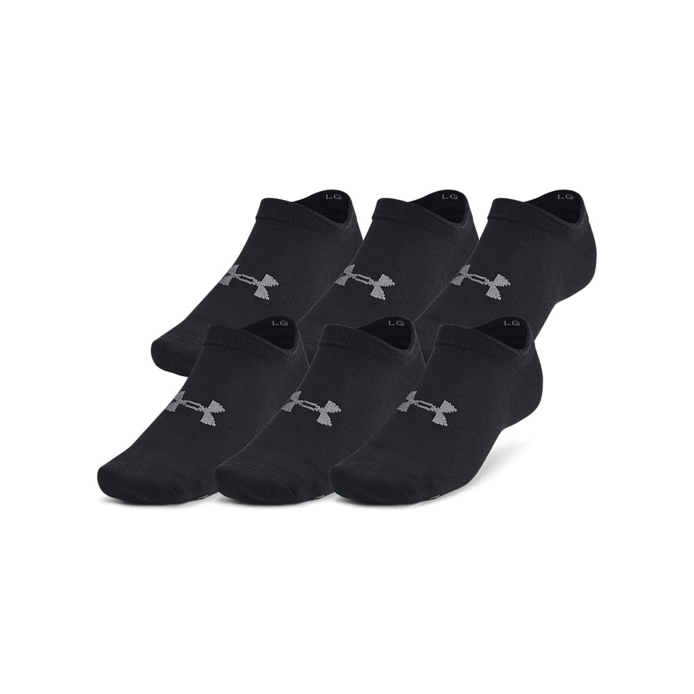 Under Armour Adult Unisex Essential Black/Castlerock No-Show Socks 1382611-00100