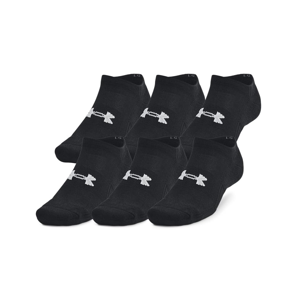 Under Armour Adult Unisex TC Black/White No-Show Socks 1386317-00100