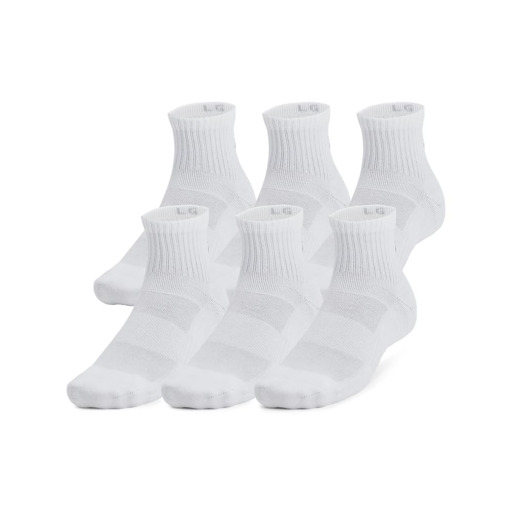 Under Armour Adult Unisex TC White/Black Quarter Socks 1386318-10000