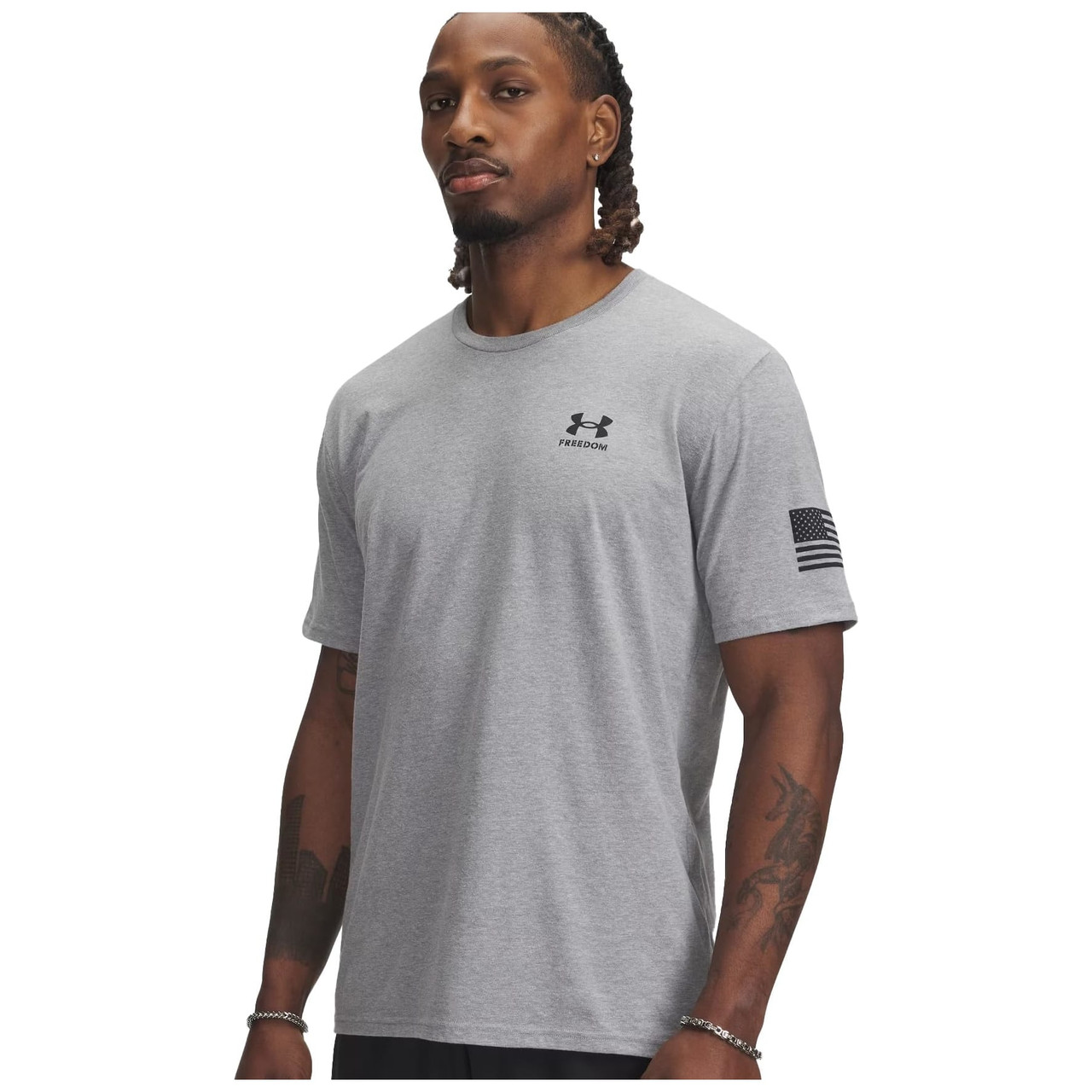 Under Armour Men's Freedom Flag Shortsleeve Steel Light Heather/Black Shirt 6004096-03501