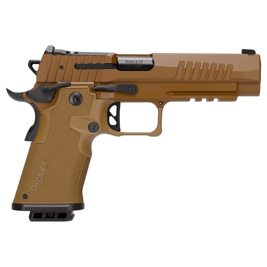 Sig Sauer P211 Full Size 9mm 5" Bull Bbl Coyote Handgun w/ SIG-LOC Slide, Ambi Controls, 1x17rd & 2x21rd Magazines 211F-9-CXR3