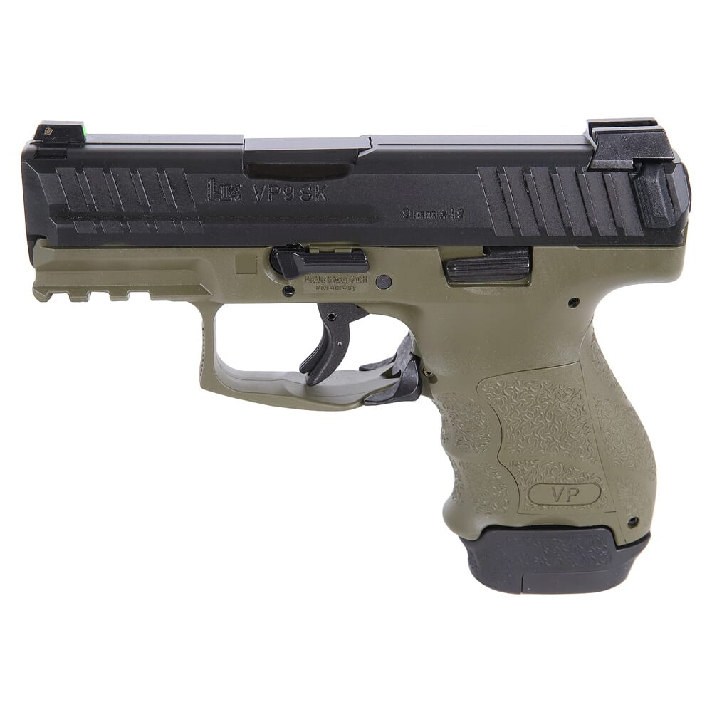 HK VP9SK 9mm 3.39" Bbl Green Subcompact Pistol w/(1) 15rd Mag & (1) 12rd Mag 81000814