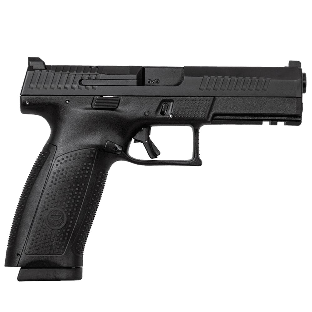 CZ-USA P-10 F Optics-Ready 9mm 19rd Blk Handgun w/Polymer Frame, Nitride Slide, Orange Night Sight Front/Blk Rear, 3 Back Straps, Rev Mag Catch 95150