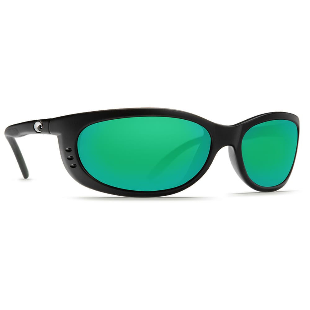 Costa Fathom Matte Black Global Fit Frame Sunglasses w/ Green Mirror 580P Lenses FA-11GF-OGMP