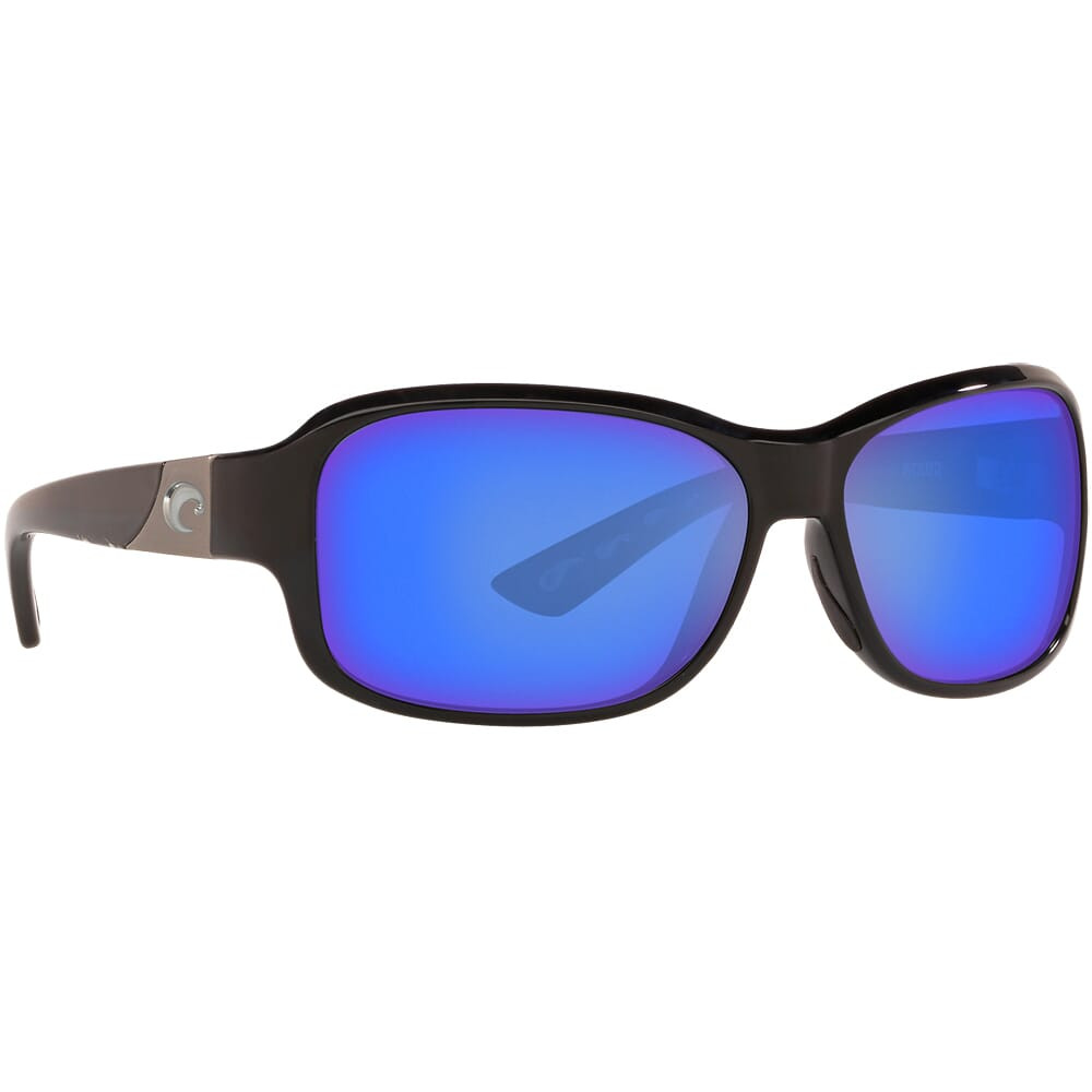 Costa Inlet Shiny Black Frame Sunglasses w/ Blue Mirror 580P C-Mate 2.50 Lenses IT-11-OBMP-2.50