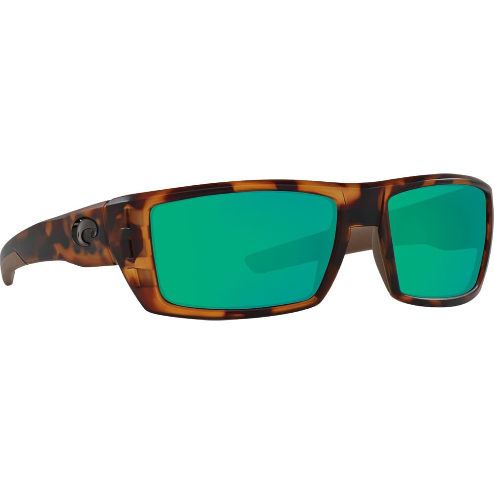 Costa Rafael Matte Retro Tortoise Frame Sunglasses w/ Green Mirror 580P Lenses RFL-66-OGMP