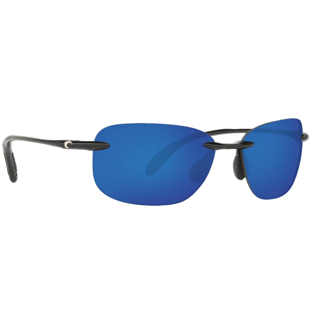 Costa Seagrove Shiny Black Frame Sunglasses w/ Blue Mirror 580P Lenses SGV-11-OBMP