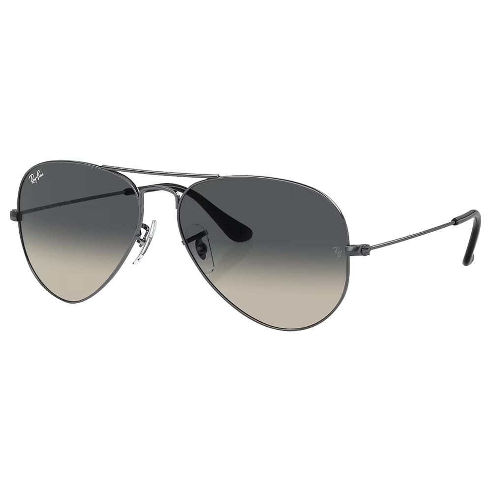 Ray-Ban Aviator Gradient Polished Gunmetal Sunglasses w/Grey Gradient Lenses 0RB3025-004/71-58