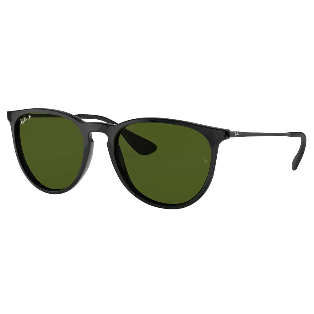 Ray-Ban Erika Polished Black Sunglasses w/G-15 Green Polarized Lenses 0RB4171-601/2P-54