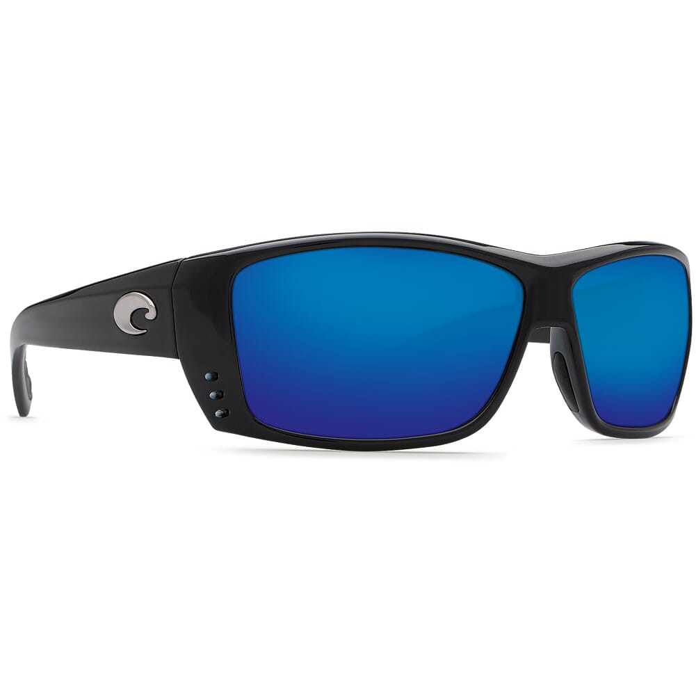 Costa Cat Cay Shiny Black Frame Sunglasses w/Blue Mirror 580P Lenses 06S9024-90240761