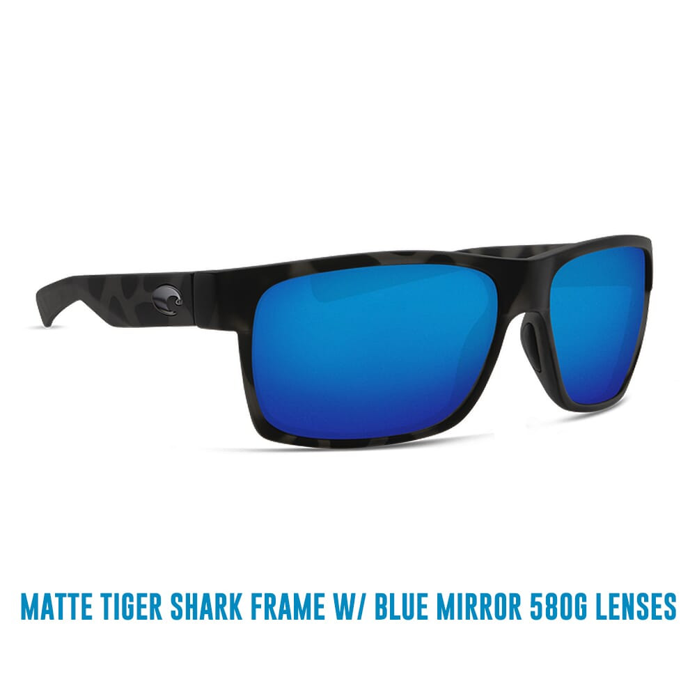 Costa Half Moon - Ocearch  Matte Tiger Shark Frame Sunglasses w/Blue Mirror 580G Lenses 06S9026-90260960