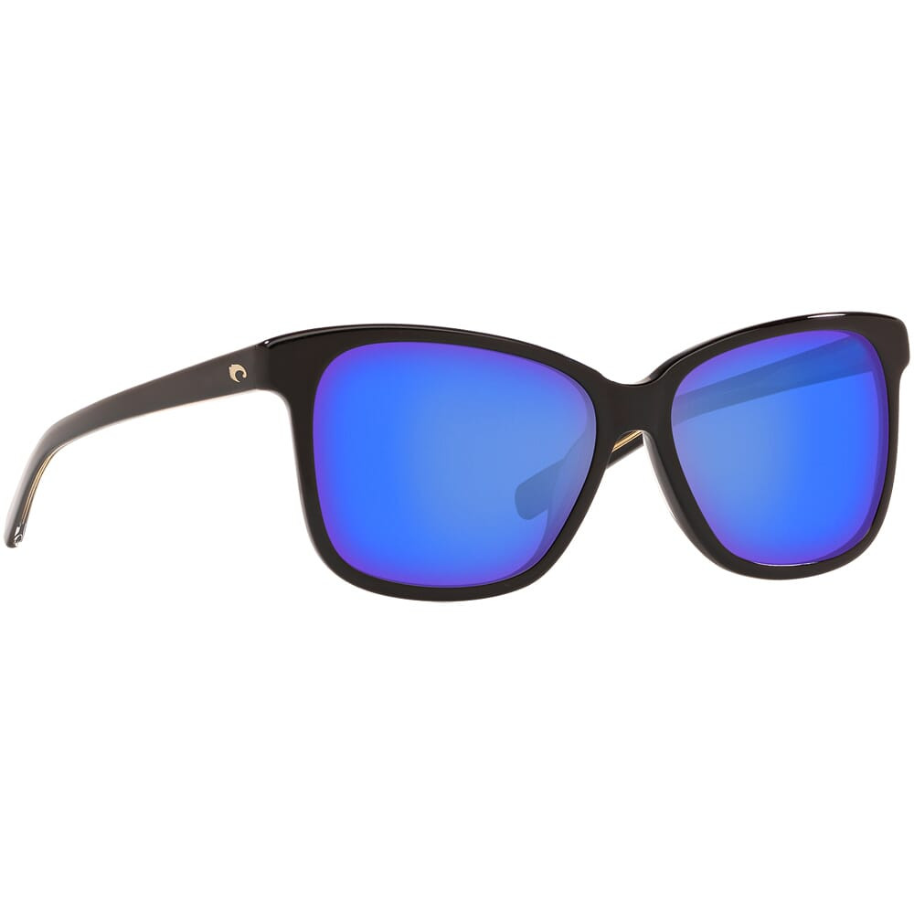 Costa May Shiny Black Frame Sunglasses w/Blue Mirror 580G Lenses 06S2009-20090157