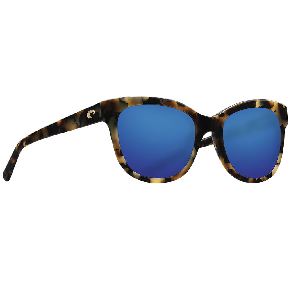 Costa Bimini Shiny Vintage Tortoise Frame Sunglasses w/Blue Mirror 580G Lenses 06S2004-20040154