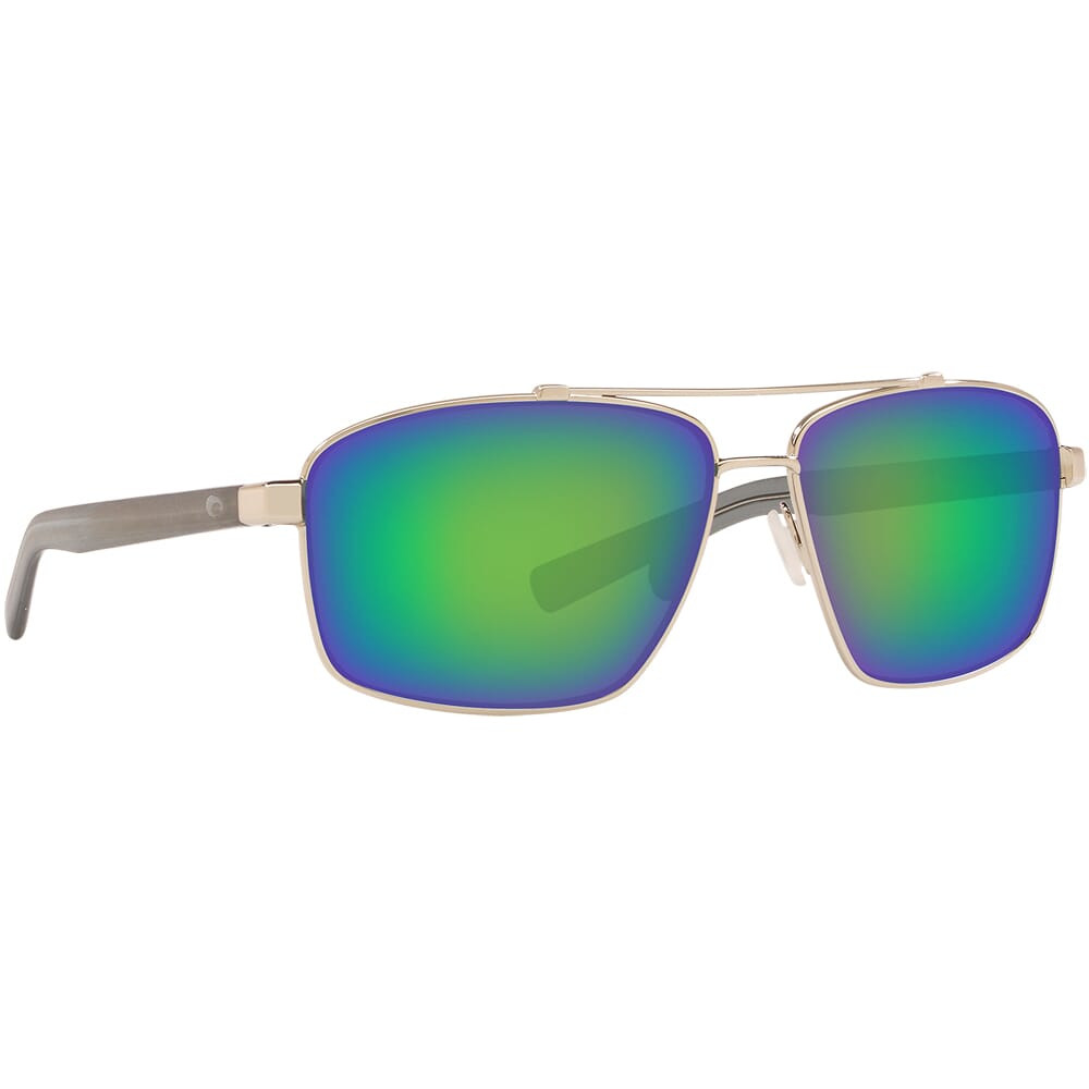 Costa Flagler Shiny Silver Frame Sunglasses w/Green Mirror 580G Lenses 06S4009-40091762
