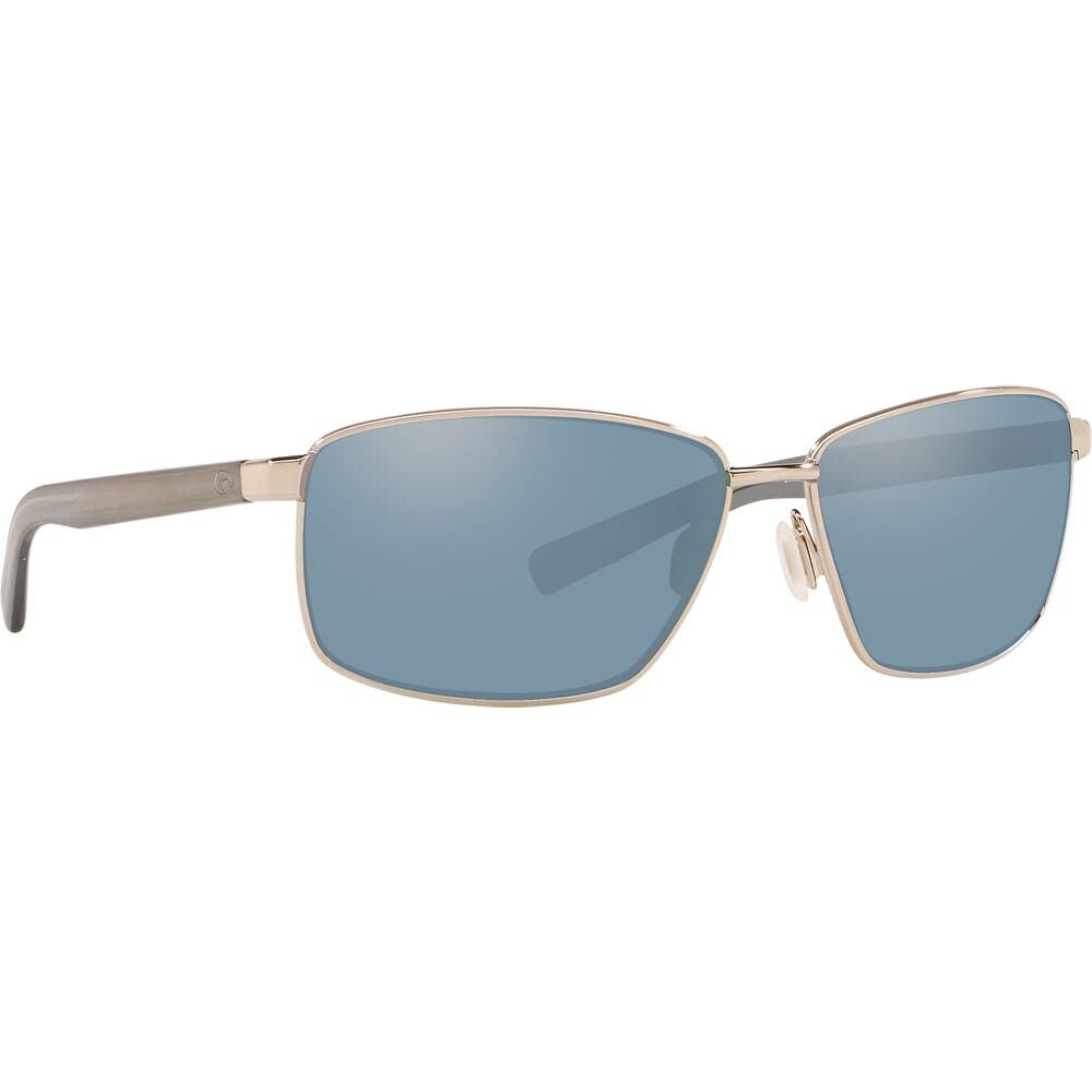 Costa Ponce Shiny Silver Frame Sunglasses w/Gray Silver Mirror 580P Lenses 06S4008-40081263