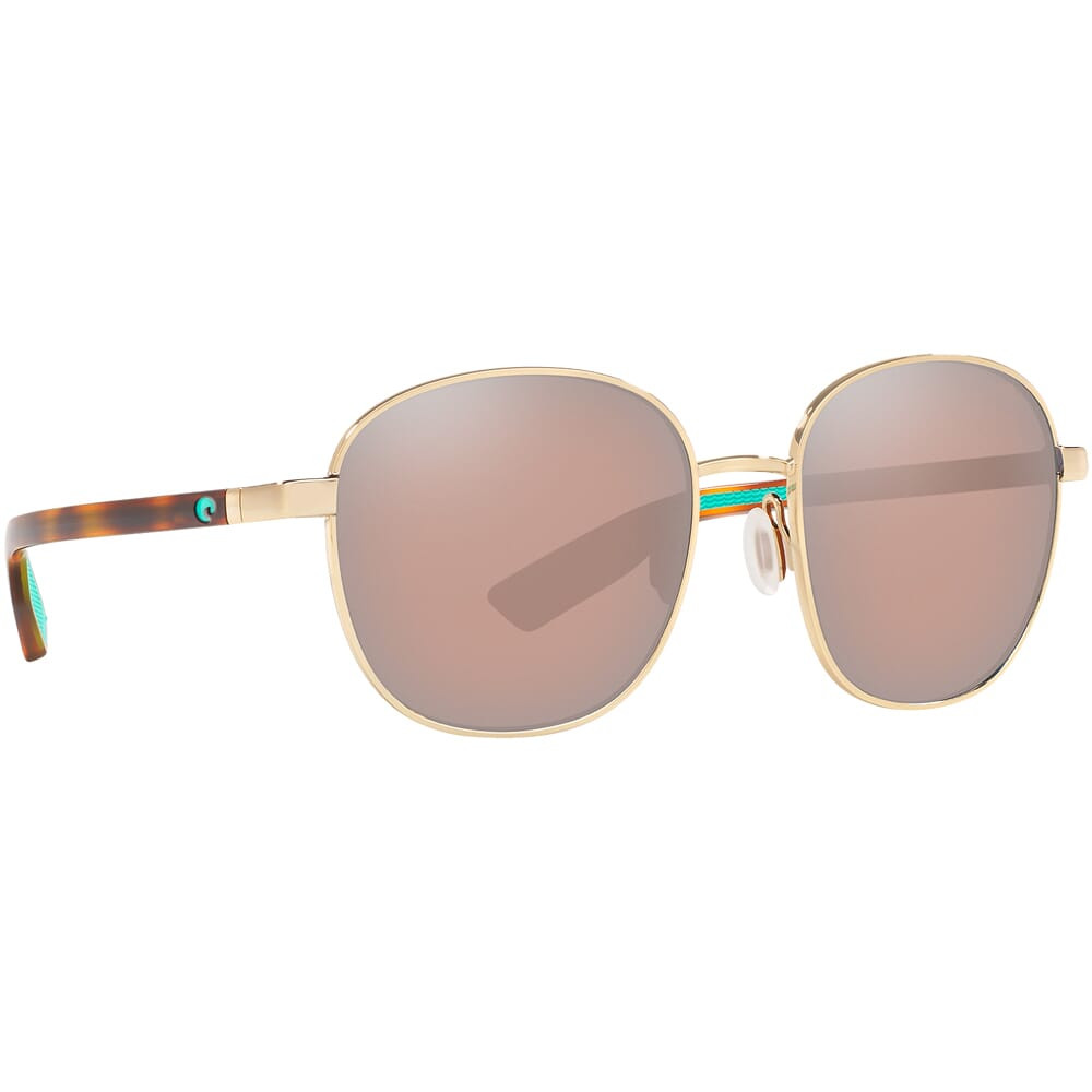 Costa Egret Shiny Gold Sunglasses w/Copper Silver Mirror 580P Lenses 06S4005-40050355