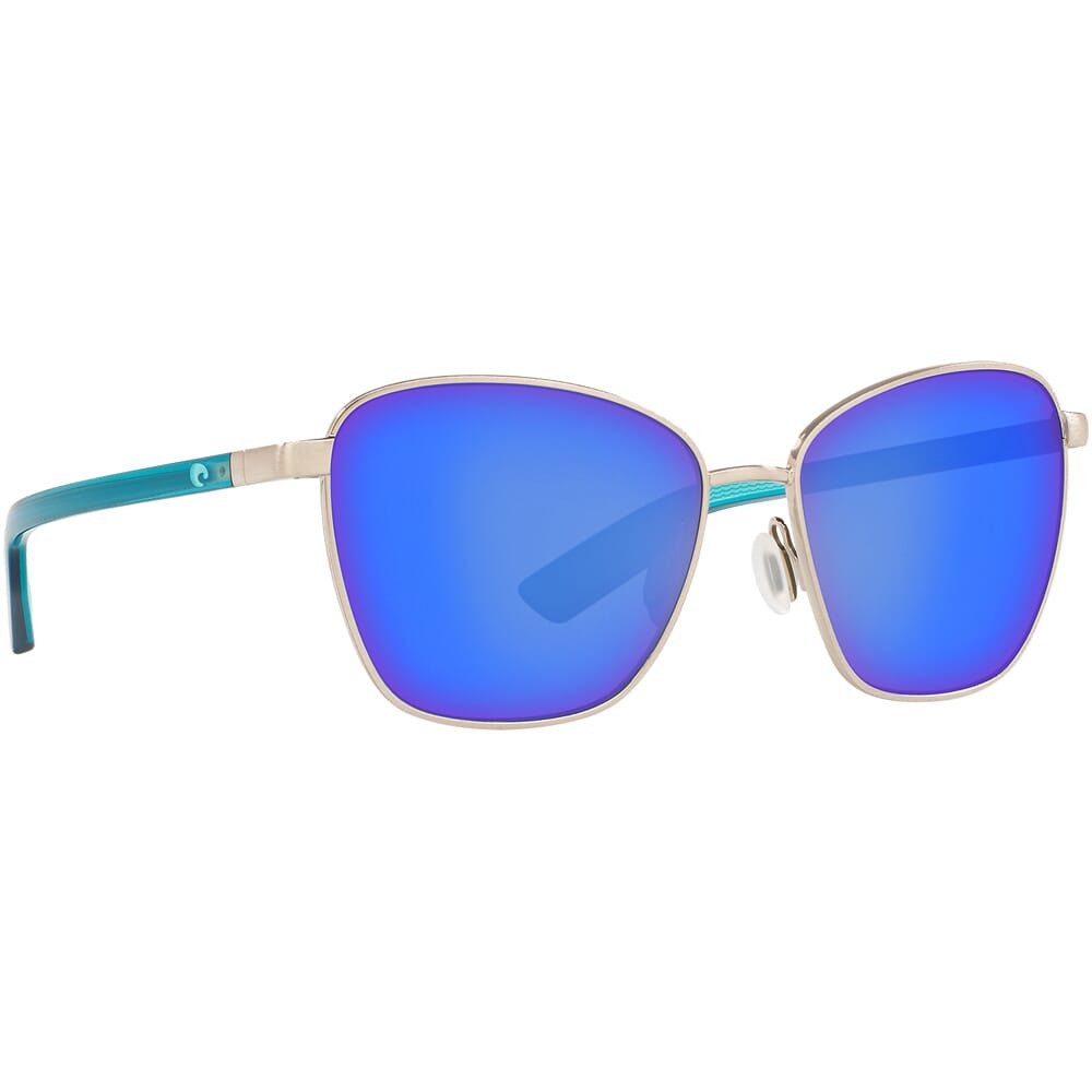 Costa Paloma Brushed Silver Sunglasses w/Blue Mirror 580P Lenses 06S4004-40041258