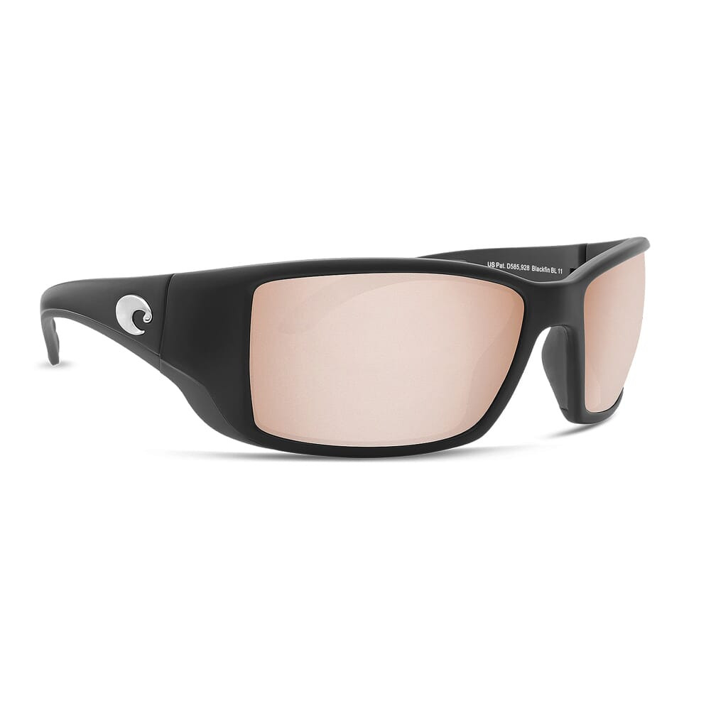 Costa Blackfin Matte Black Global Fit Frame Sunglasses w/ Copper Silver Mirror 580G Lenses BL-11GF-OSCGLP