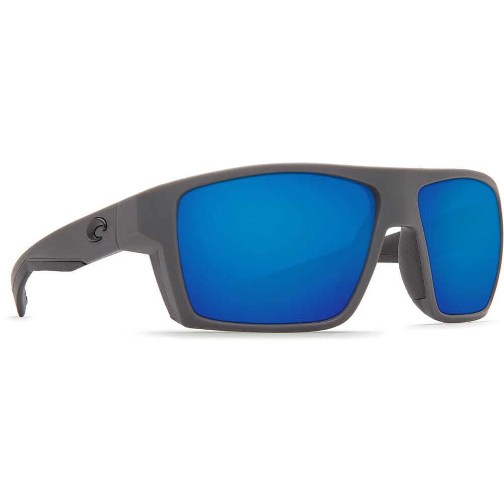 Costa Bloke Matte Gray + Matte Black Frame Sunglasses w/ Blue Mirror 580P Lenses BLK-127-OBMP