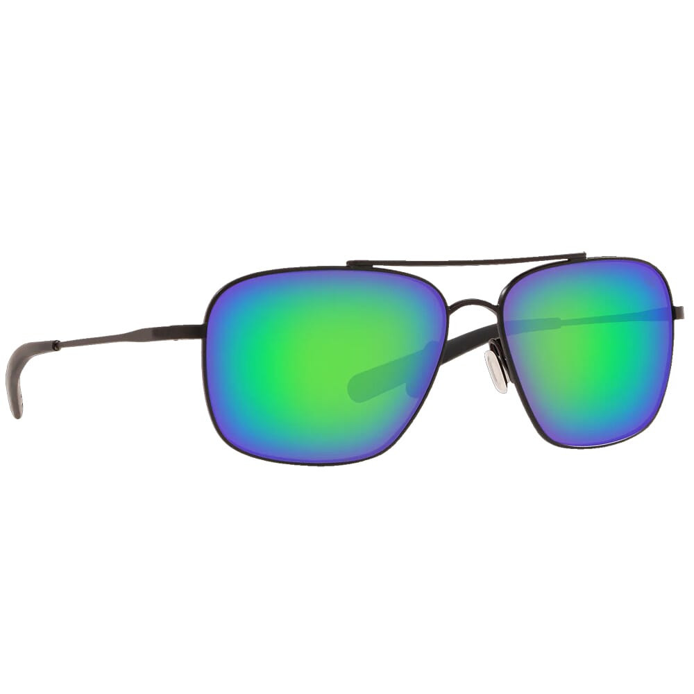 Costa Canaveral Satin Black Frame Sunglasses w/ Green Mirror 580P Lenses CAN-101-OGMP
