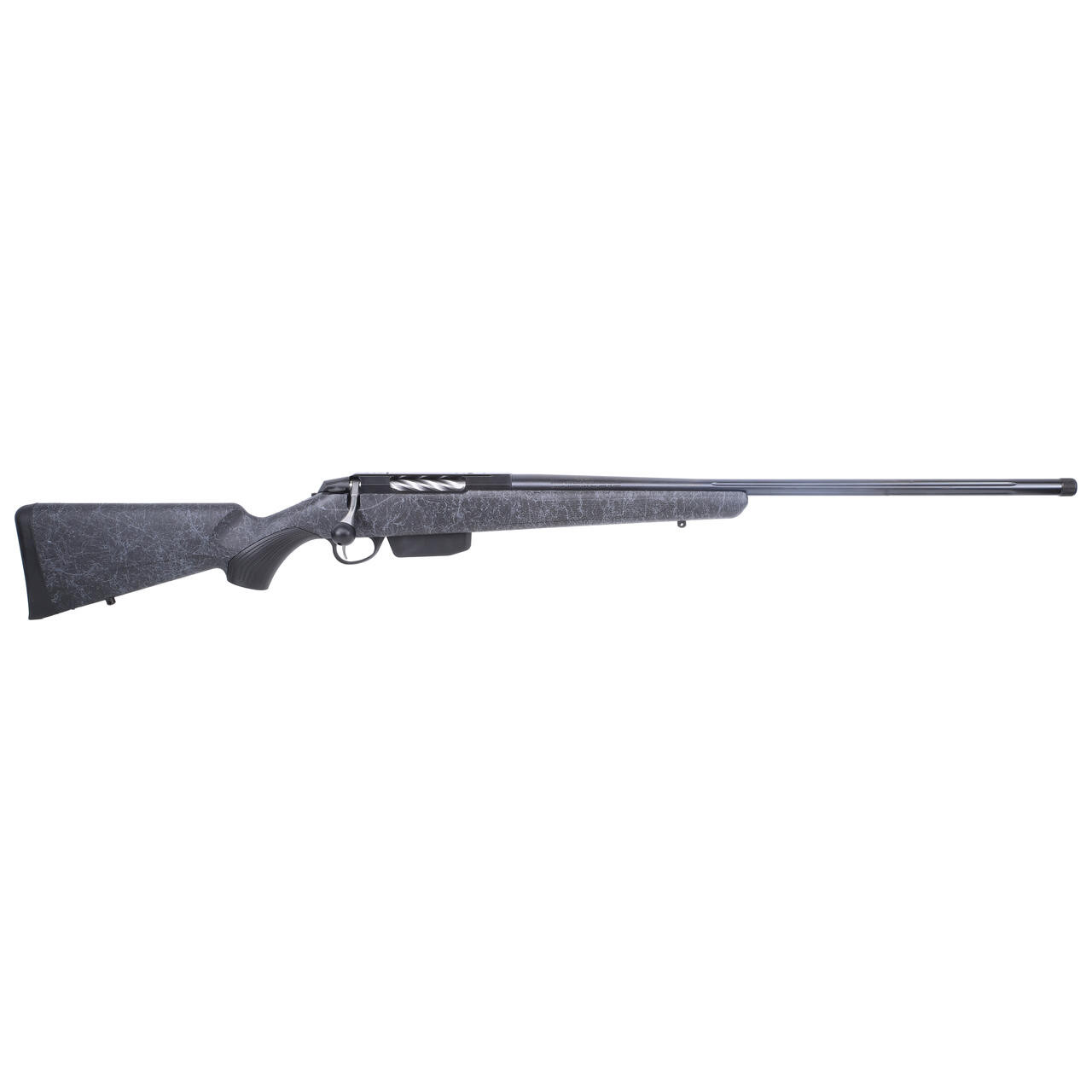 Tikka T3X Lite Blued Steel 6.5 PRC NS 24.3 Fluted BBL 1:1/8 5/8x24 TPI RH 4RD Synth / Roughtech Black Paint White Web J03384