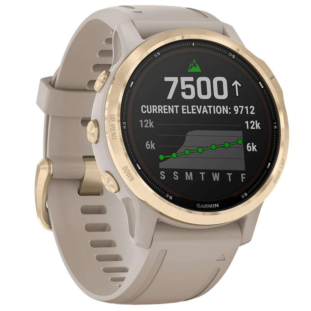 Garmin fenix 6S Pro Solar Light Gold w/ Light Sand Band Smartwatch 010-02409-10
