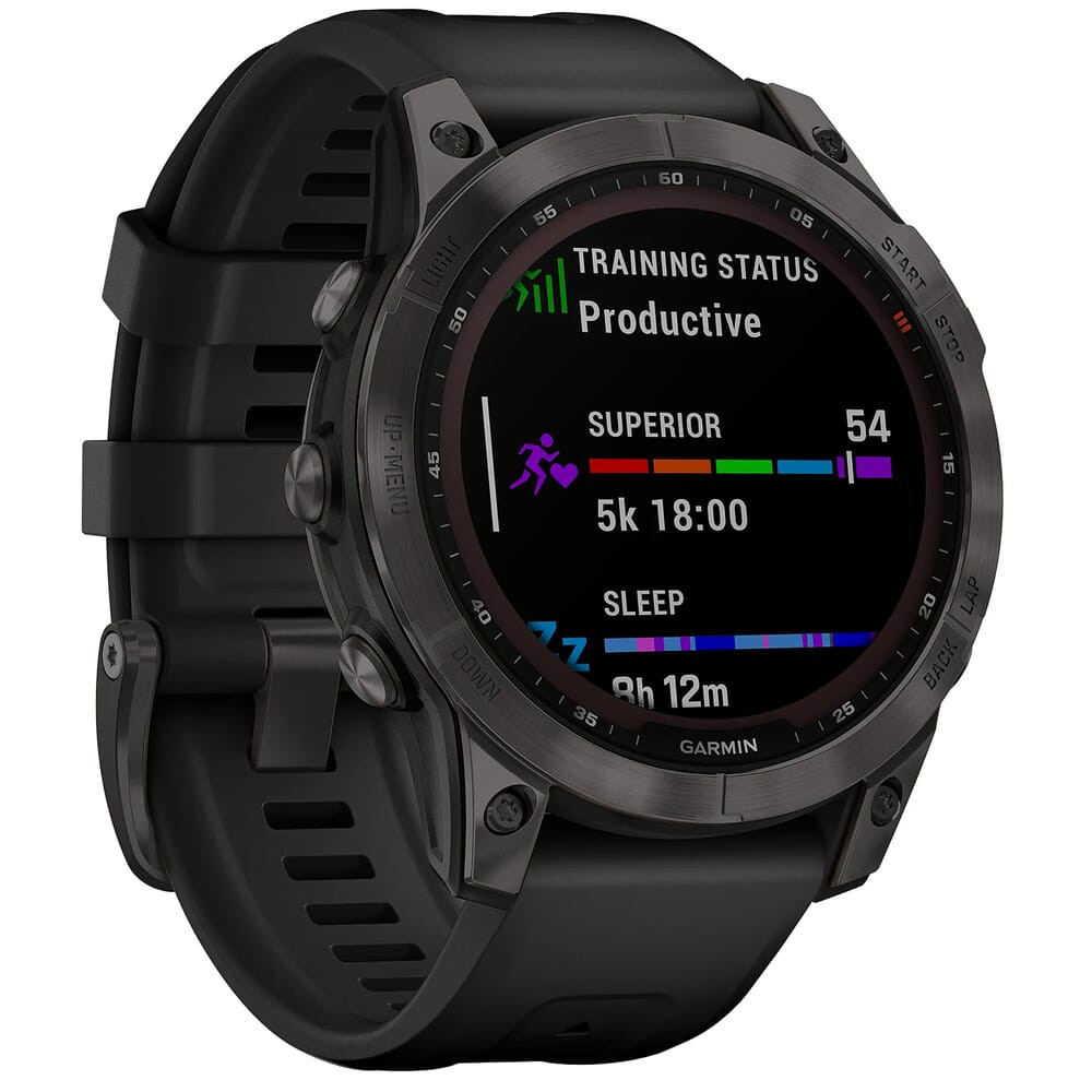 Garmin fenix 7S Sapphire Solar Carbon Gray DLC Titanium w/Black Band Smartwatch 010-02539-24