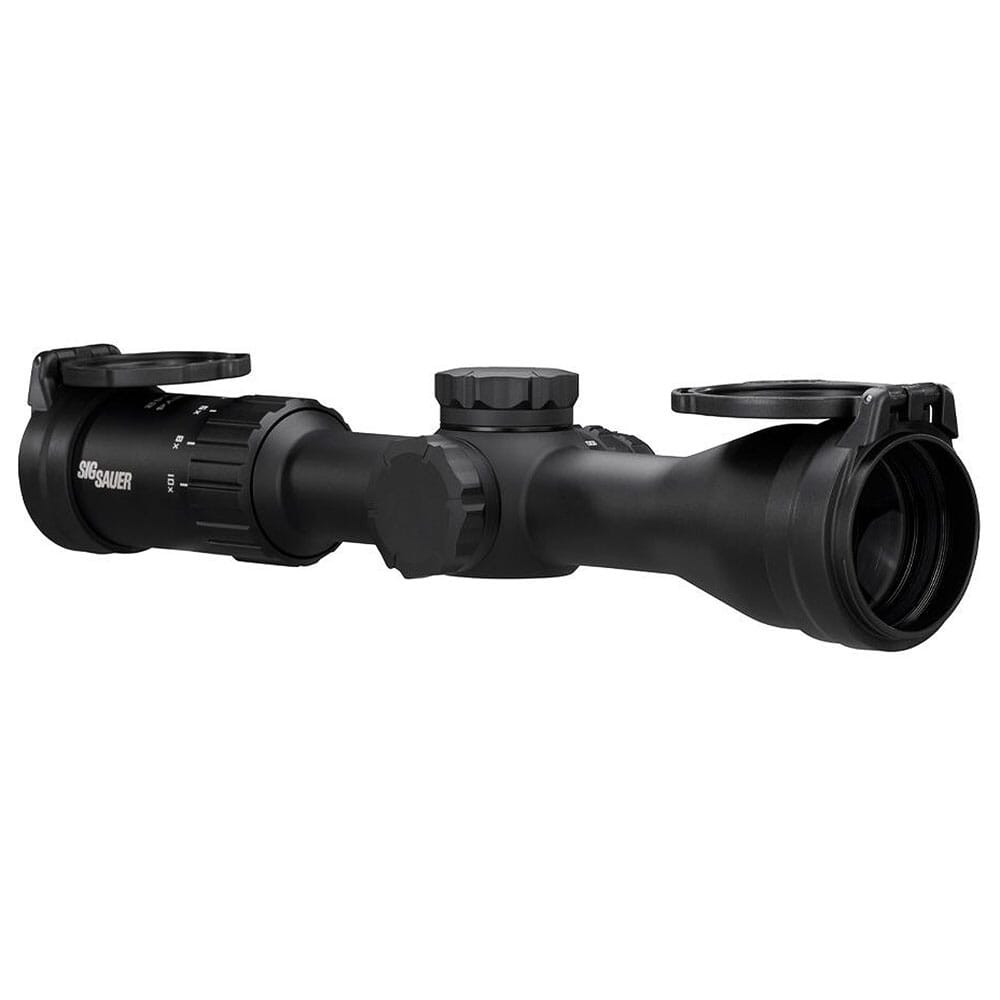 Sig Sauer WHISKEY4 2.5-10x42mm Illum HellFire Quadplex 1/4MOA SFP Riflescope w/Capped Turrets & Side Focus SOW42004