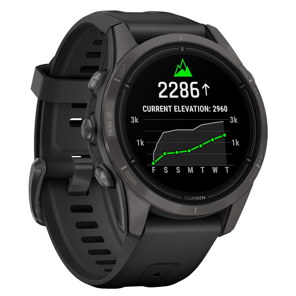 Garmin epix Pro Sapphire 42mm Carbon Gray DLC Titanium Smartwatch w/Black Band 010-02802-14
