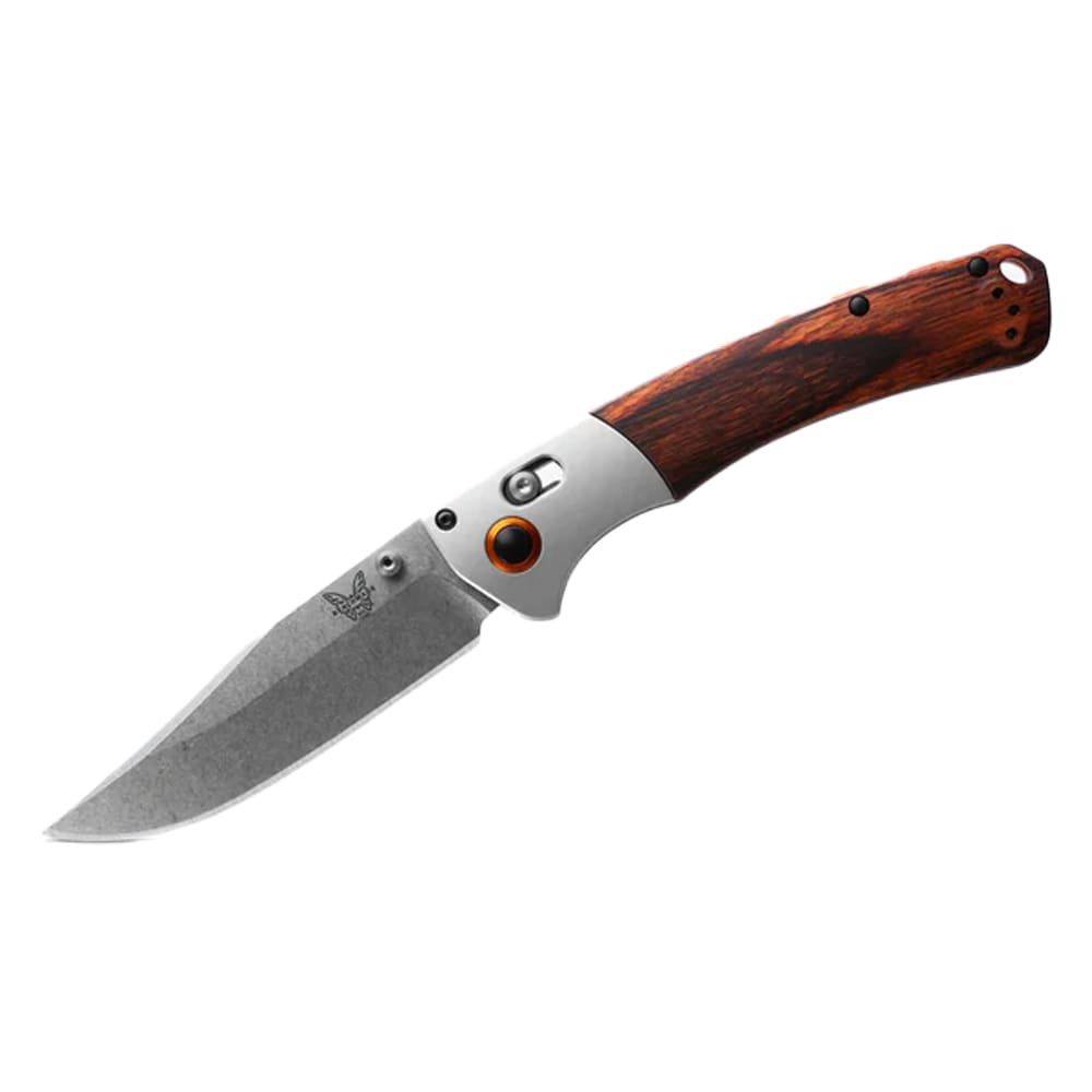 Benchmade Crooked River AXIS Clip-Point Stud Gray Aluminum Wood Knife 15080-2