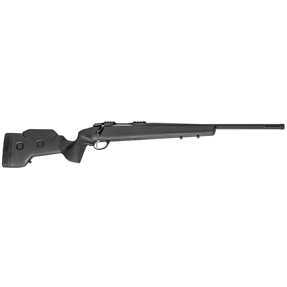 Sako 90 Quest Cerakote Graphite Black 6.5x55 SE No Sights 24.3 Fluted BBL 1:8 5/8x24 TPI RH Std Trig 5RD Carbon Fiber / Black J05280