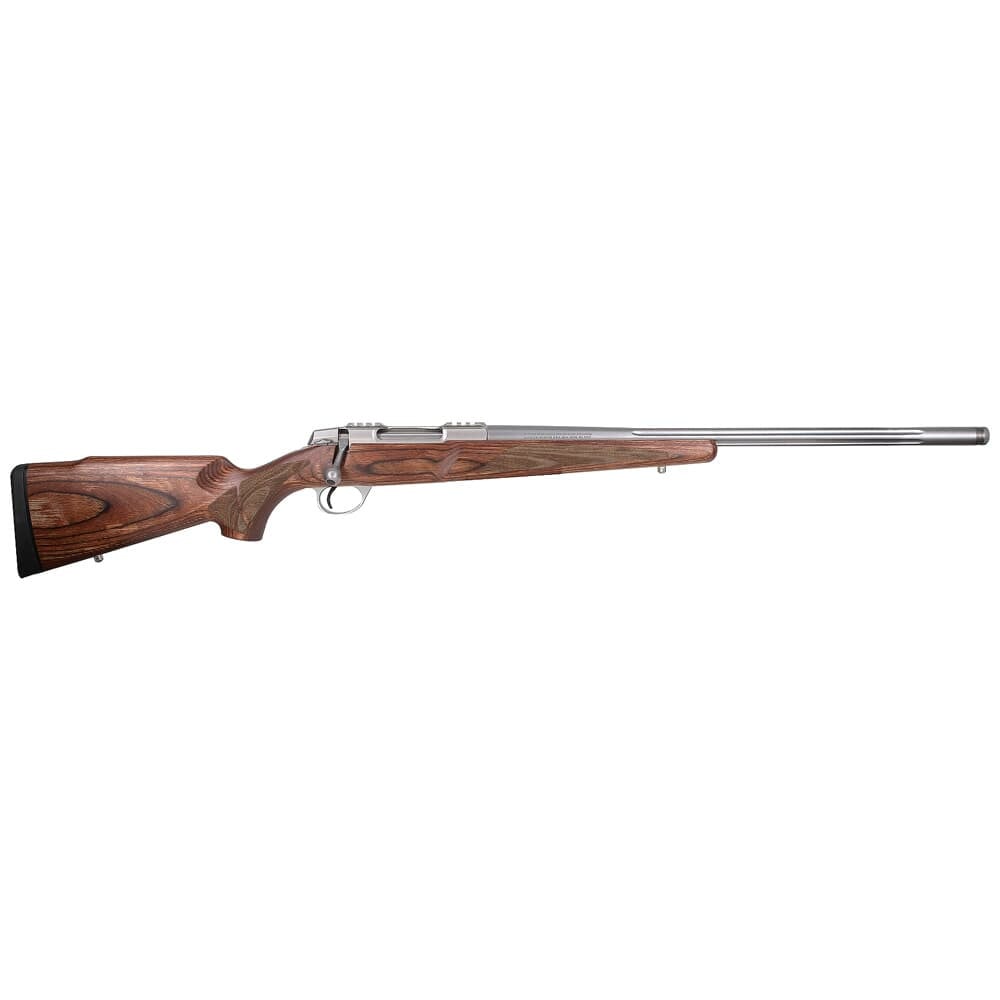 Sako 90 Varmint Laminated Stainless Steel  223 REM No Sights 20 Fluted BBL 1:8 5/8x24 TPI RH SS Trig  6RD Laminate / Oiled Brown J06032