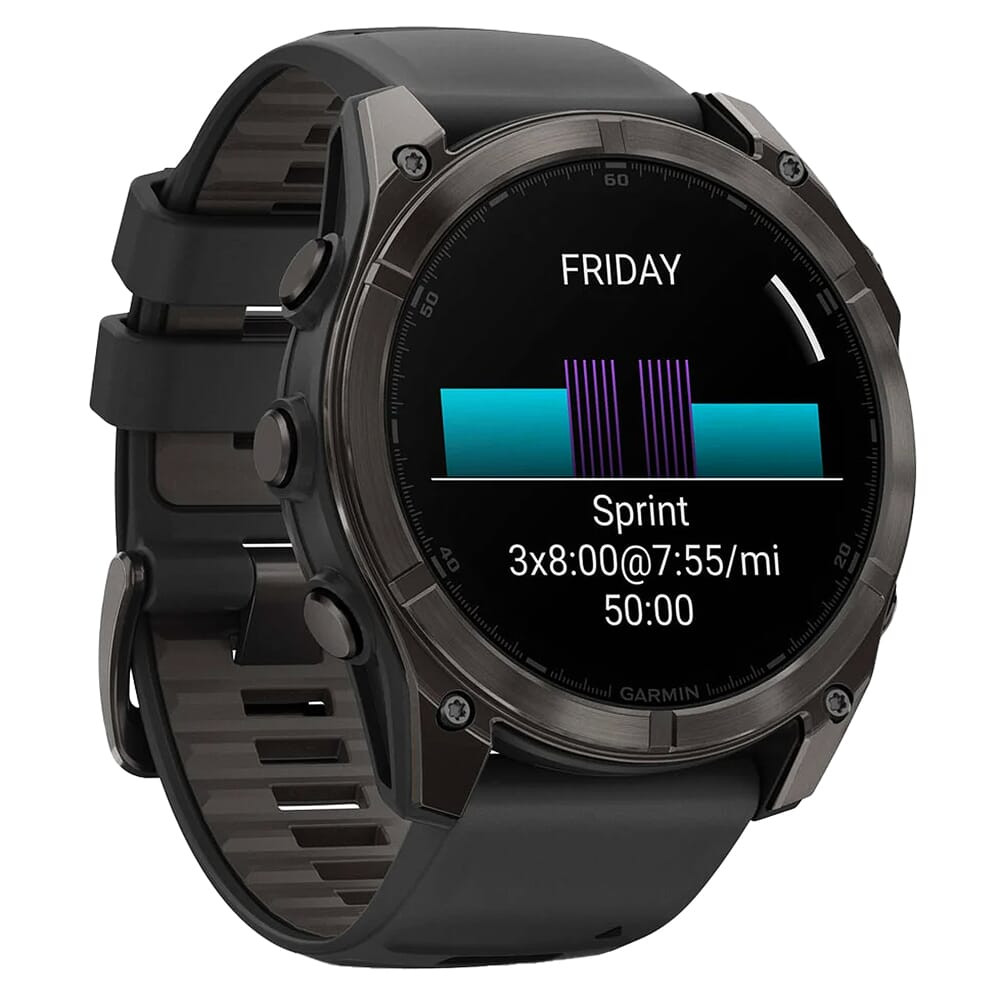 Garmin fenix 8 Sapphire 51mm Carbon Gray Titanium/Black w/Black/Pebble Gray Band Smartwatch 010-02905-20