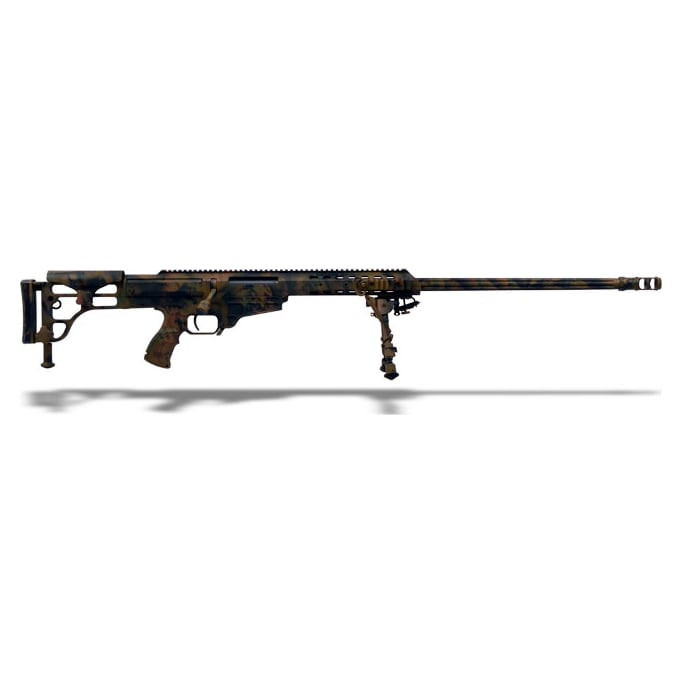 Barrett Model 98B .338 Lapua Magnum Rifle System: Custom Camo Paint Job, 27' Fluted Barrel, Bipod, Monopod, 2 Mags, Custom Bore Guide and Pelican Case, 98%-ROY524