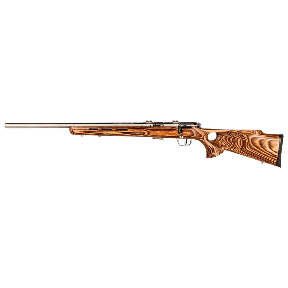 Savage Arms 93R17 BTVSS LH .17 HMR 21" 1:9" Bbl Brown Laminate/Stainless Left Hand BA Rifle w/(1) 5rd Mag & Thumbhole Stock 96210