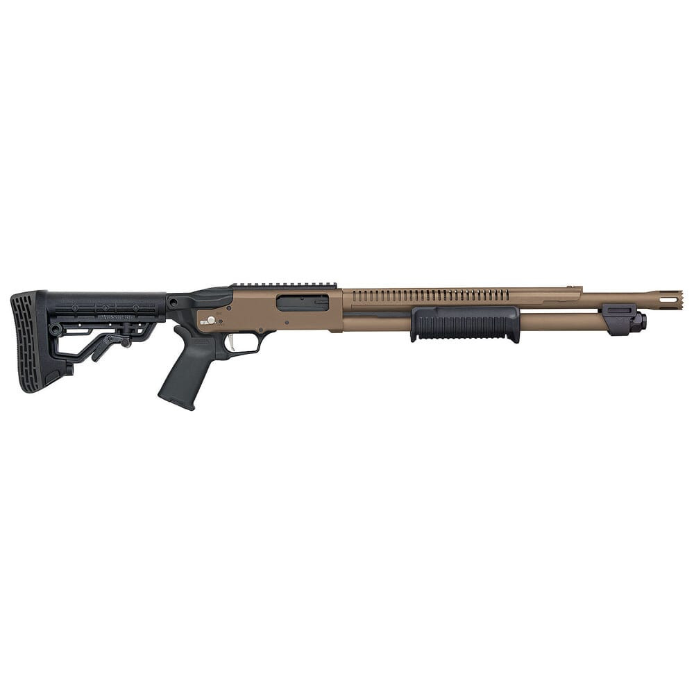 Mossberg 590R 7-Shot Standoff 12ga 18.5" Bbl w/Integrated Heat Shield 6+1 Flat Dark Earth Cerakote Pump-Action Shotgun w/ Rotary Safety Selector 50756
