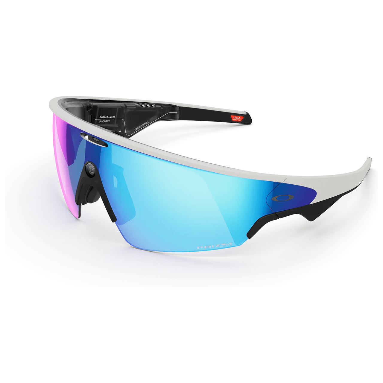 Oakley META Vanguard White w/Prizm Sapphire Rectangle Shield - Toric Lens 6.25x4.24 Nylon (Semi-Rimless) Sunglasses OW8001-06