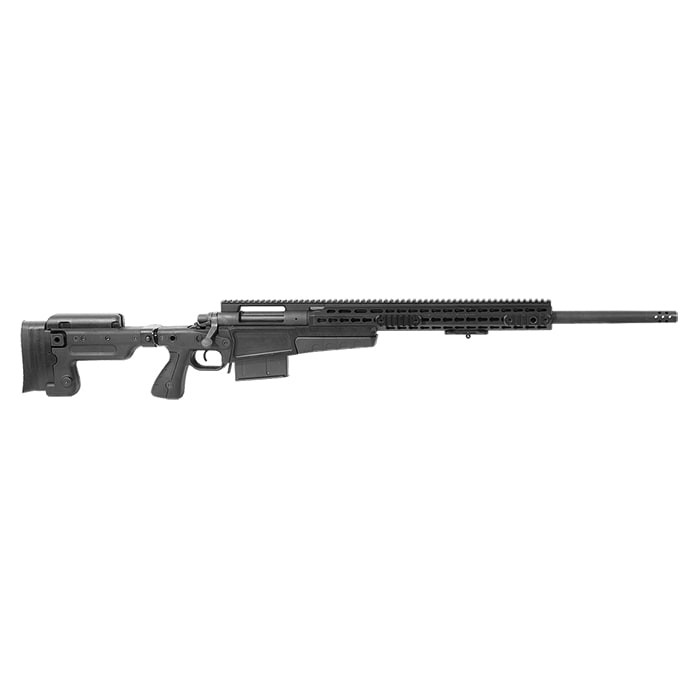 Remington 700P MLR 338 Lapua AICS AX CIP Chassis,  Black,  Flush Cups with 20 MOA action and forend rail, 2 mags. Used. UA1659