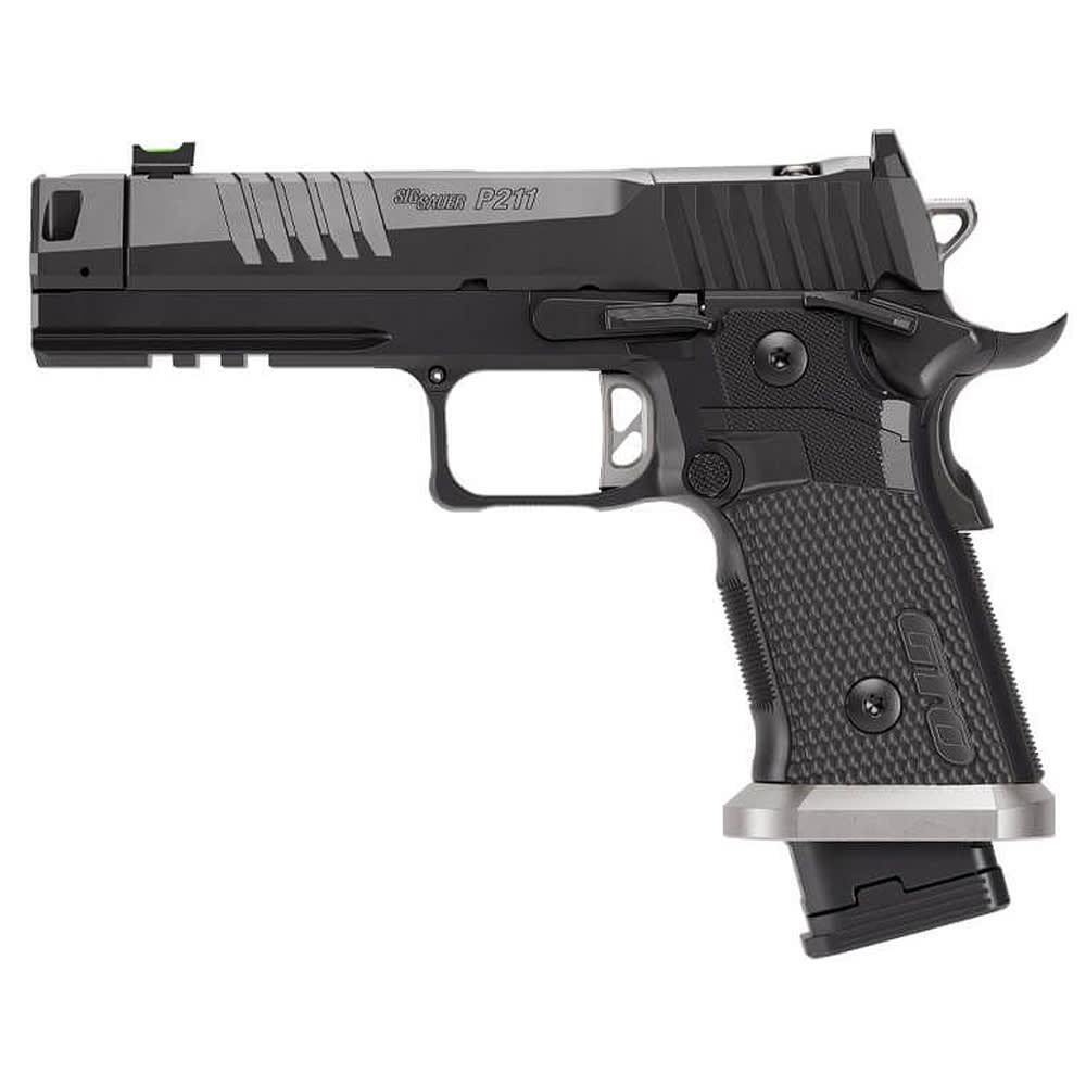 Sig Sauer P211-GTO FS 9mm SS Frm Alloy Grip 4.4" Bbl SS Slide FO Front Fixed Rear Flat Skel Trg Pistol w/(3) 10rd Mag 211F-9-GTO-10
