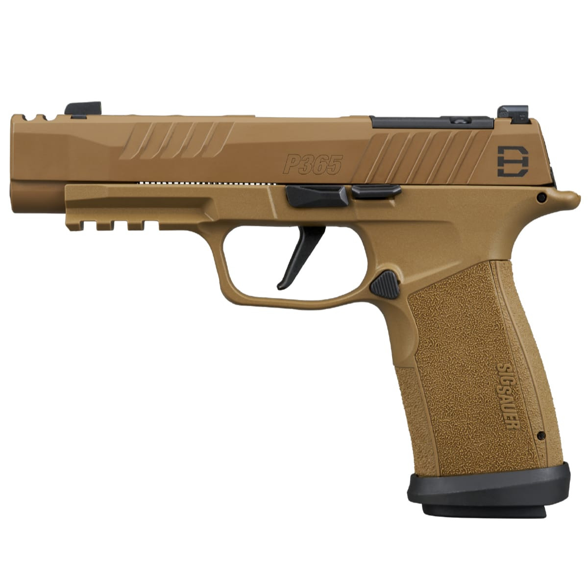 Sig Sauer P365 9mm 3.7in DH3 Striker X-Ray 3 Optic Ready Polymer Grip Comp Magwell Coyote Pistol w/(3) 10rd Steel Mags 365XF-9-DH3-10